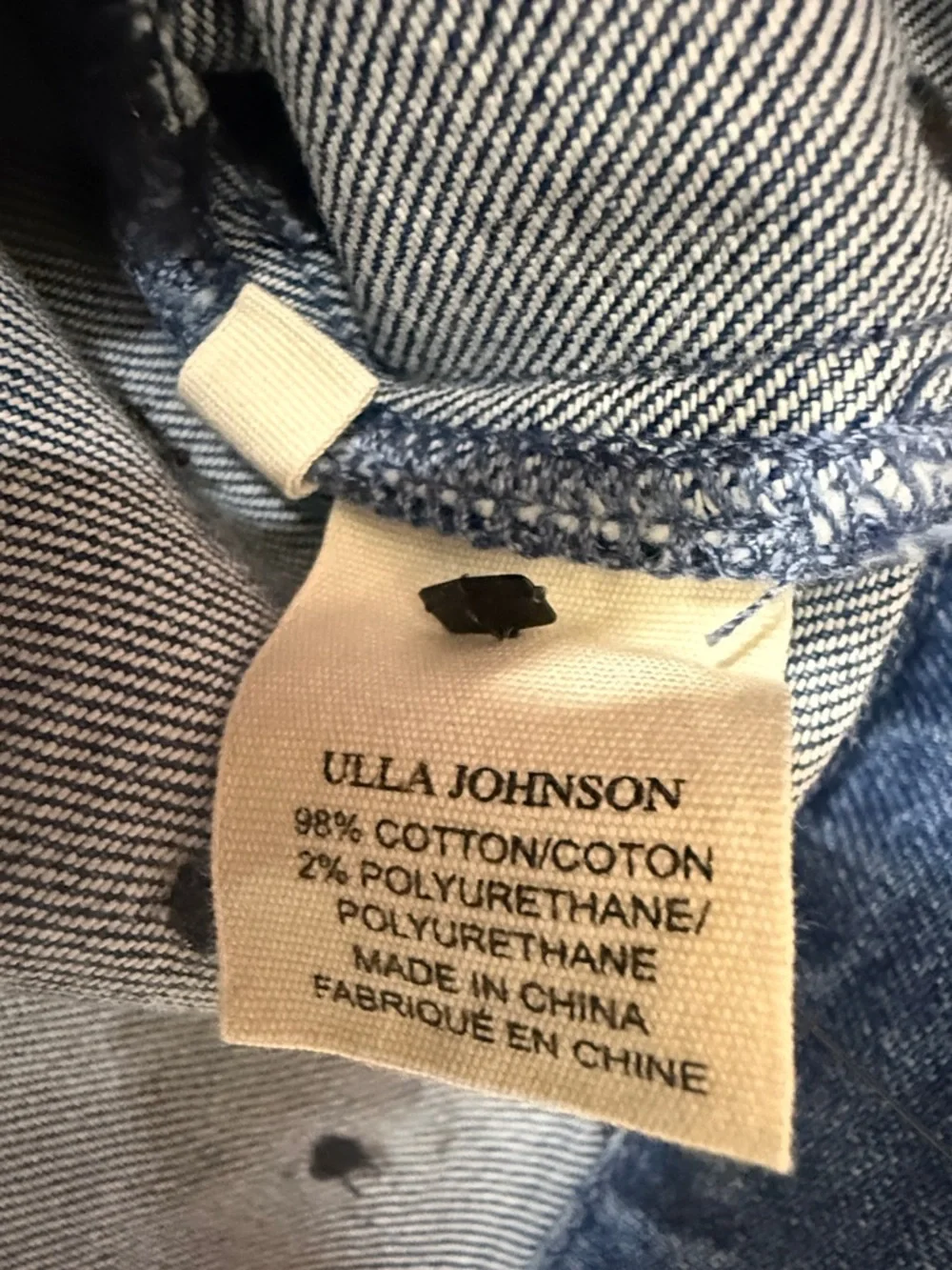 Ulla Johnson Blue Denim Polka Dot Puff-Sleeve Dress - Picture 3 of 8